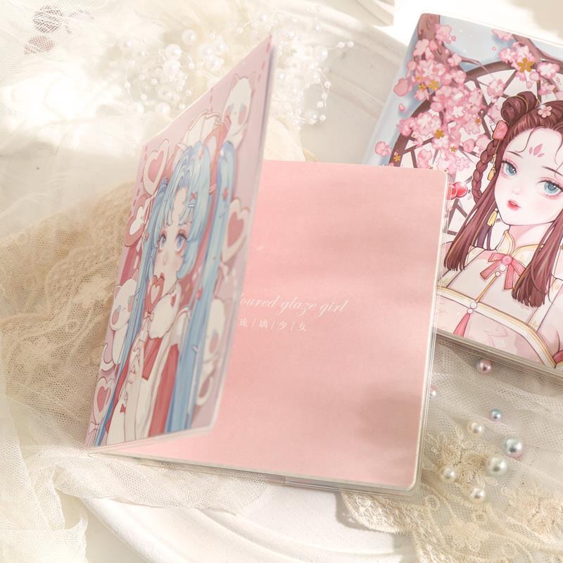 Sổ Tay Vuông Sổ Tay Bullet Journal Ruột Caro Hình Cô Gái Cổ Điển Bìa Bọc Plastic