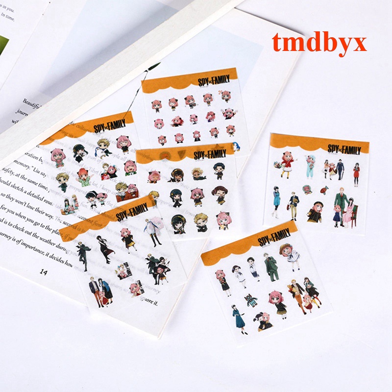 Set 6 Nhãn Dán Hoạt Hình SPY×FAMILY Trang Trí Sổ Tay/Laptop DIY