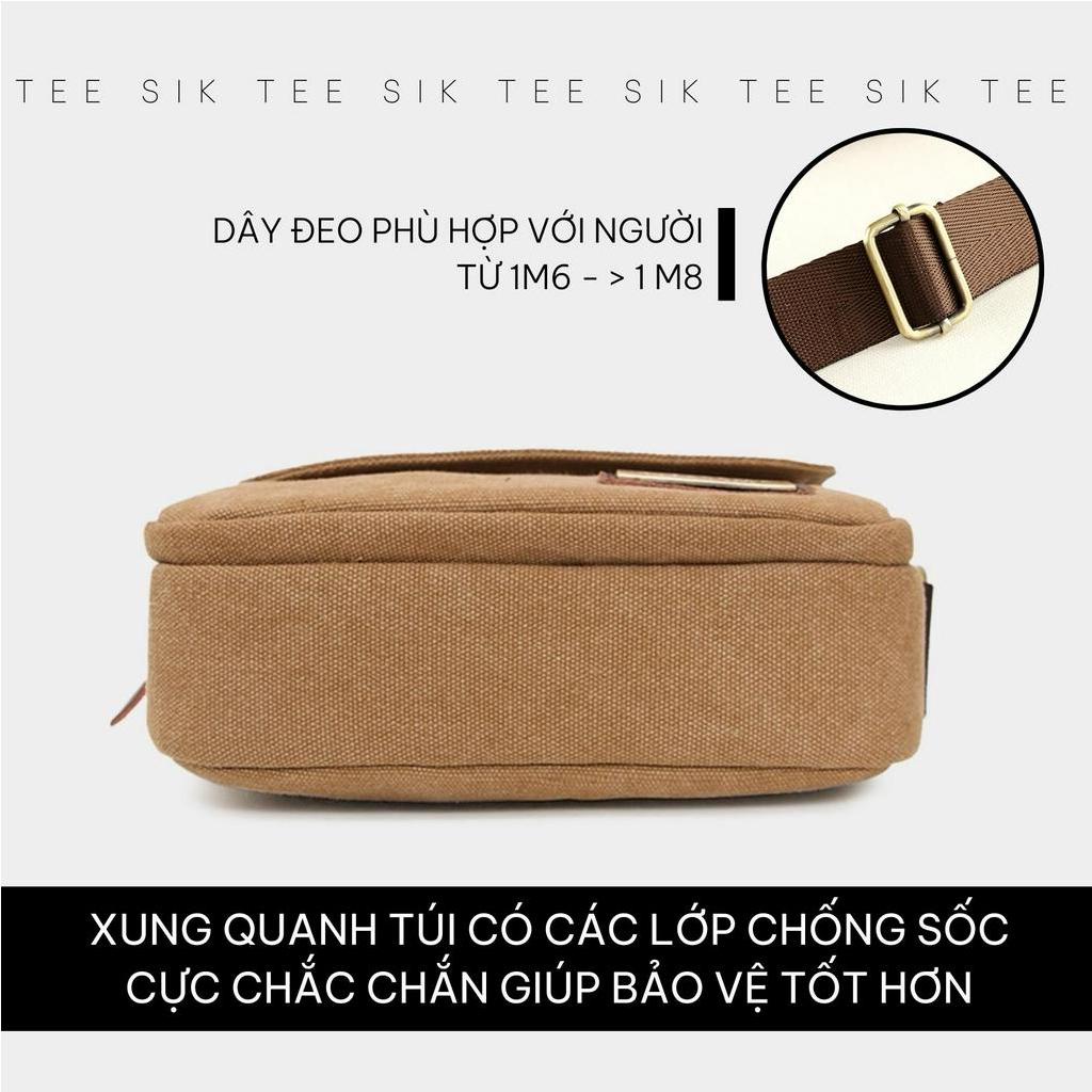 Túi đeo chéo nam TEE SIK túi đeo chéo canvas đeo vai vintagecổ điển nhiều ngăn vừa ipad 10in chắc chắn TS41