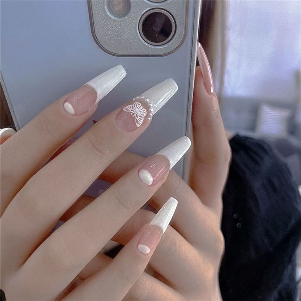 [Hàng mới về] Hộp 24 móng tay giả có thể tháo rời kèm keo dán dành cho nữ