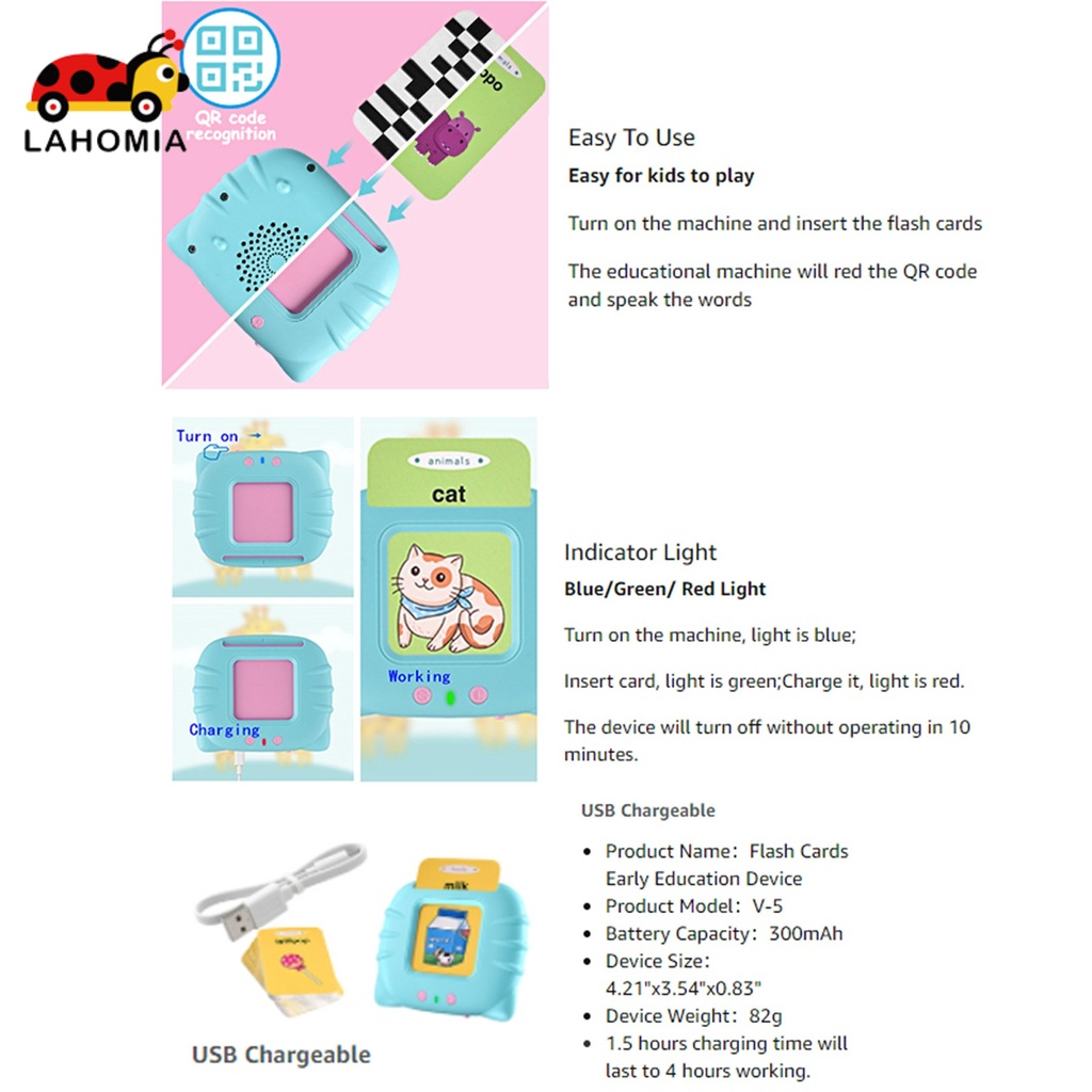 LAHOMIA Set 224 thẻ đồ chơi cho trẻ học mẫu giáo 5 tuổi