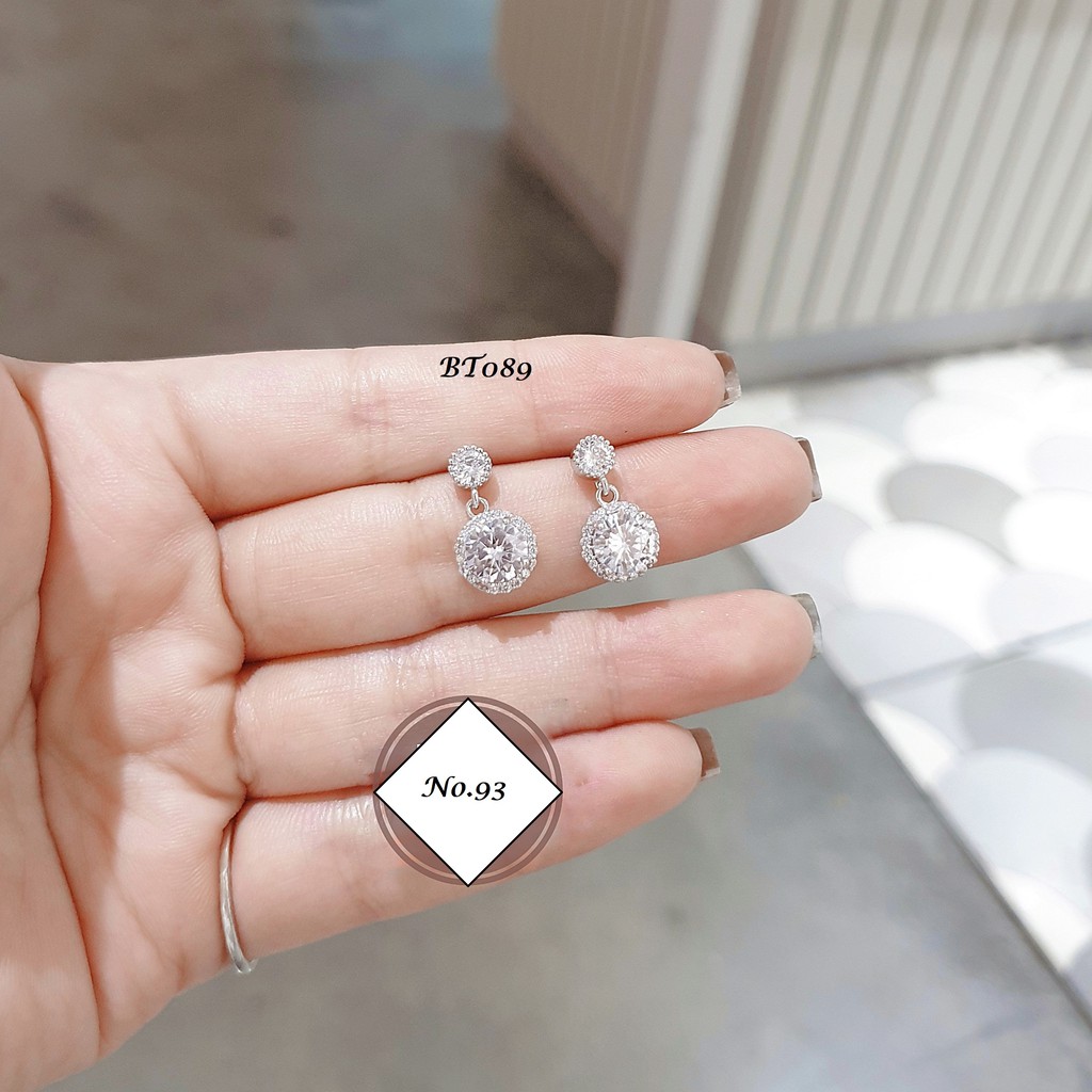 Bông Tai Nữ Bạc gắn đá trang sức cao cấp No.93 Jewelry