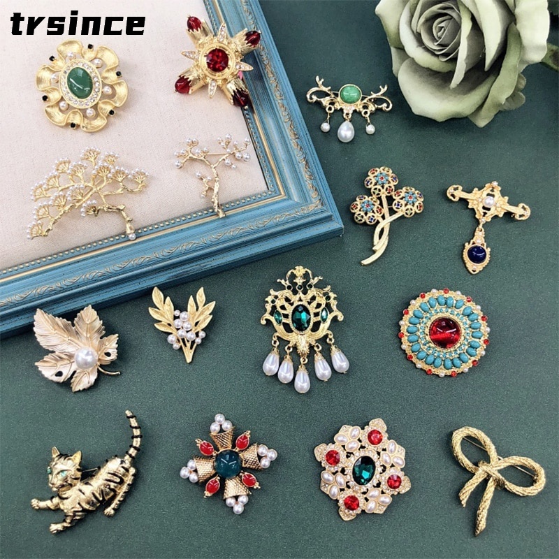 Ghim Cài Áo Đính Ngọc Trai Kiểu Vintage Thời Trang Cho Nữ