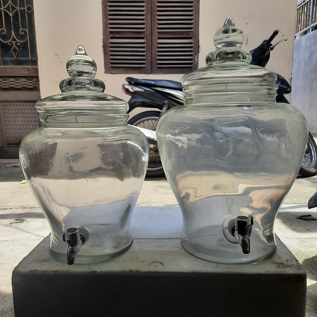 Bình thủy tinh sẵn vòi sang trọng, tiện chiết rót - HD72  dung tích 7L/10L (không kèm chân đế)