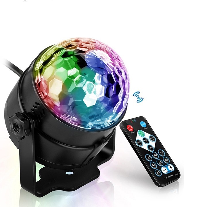 Đèn led xoay trang trí 7 màu cảm ứng xoay theo nhạc, có điều khiển tạo hiệu ứng ánh sáng cho Vũ Trường, Bar, Sân Khấu