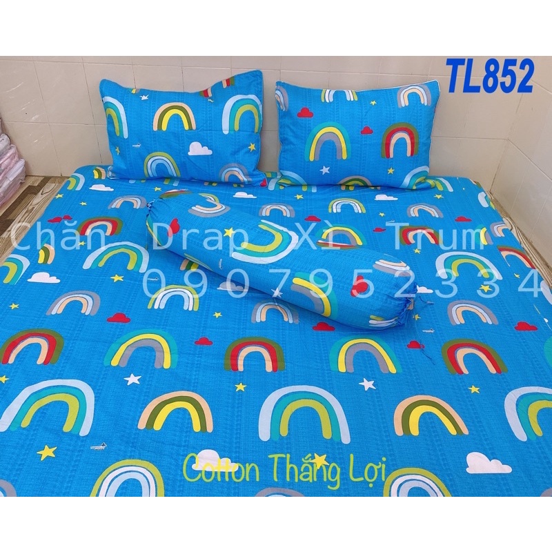 BỘ DRAP 4 MÓN VẢI COTTON THẮNG LỢI CHUẨN LOGO CTY 100% (Size M2x2M) chat chọn mẫu