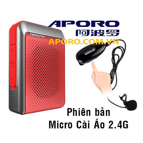 Aporo T18 2.4G Mic cài áo Không dây, Máy trợ giảng T18 loa Bluetooth 5.0 Sạc nhanh QC3U chính hãng