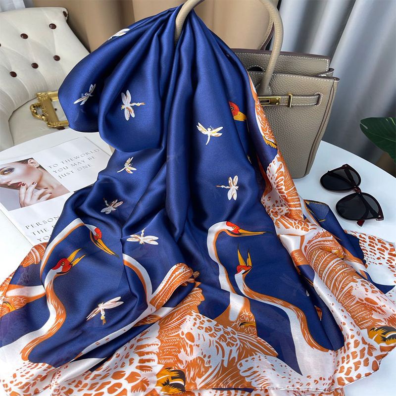 Khăn Choàng Lụa Satin Cao Cấp Chống Nắng In Họa Tiết Thời Trang Cho Nữ