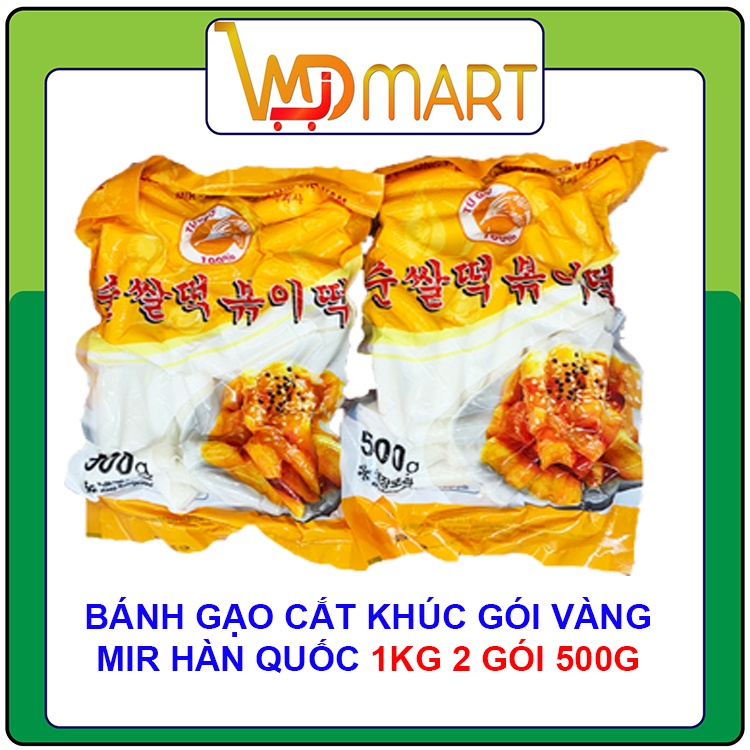 Bánh gạo hàn quốc tokbokki cắt khúc Mir màu vàng 1kg (2 gói 500g)