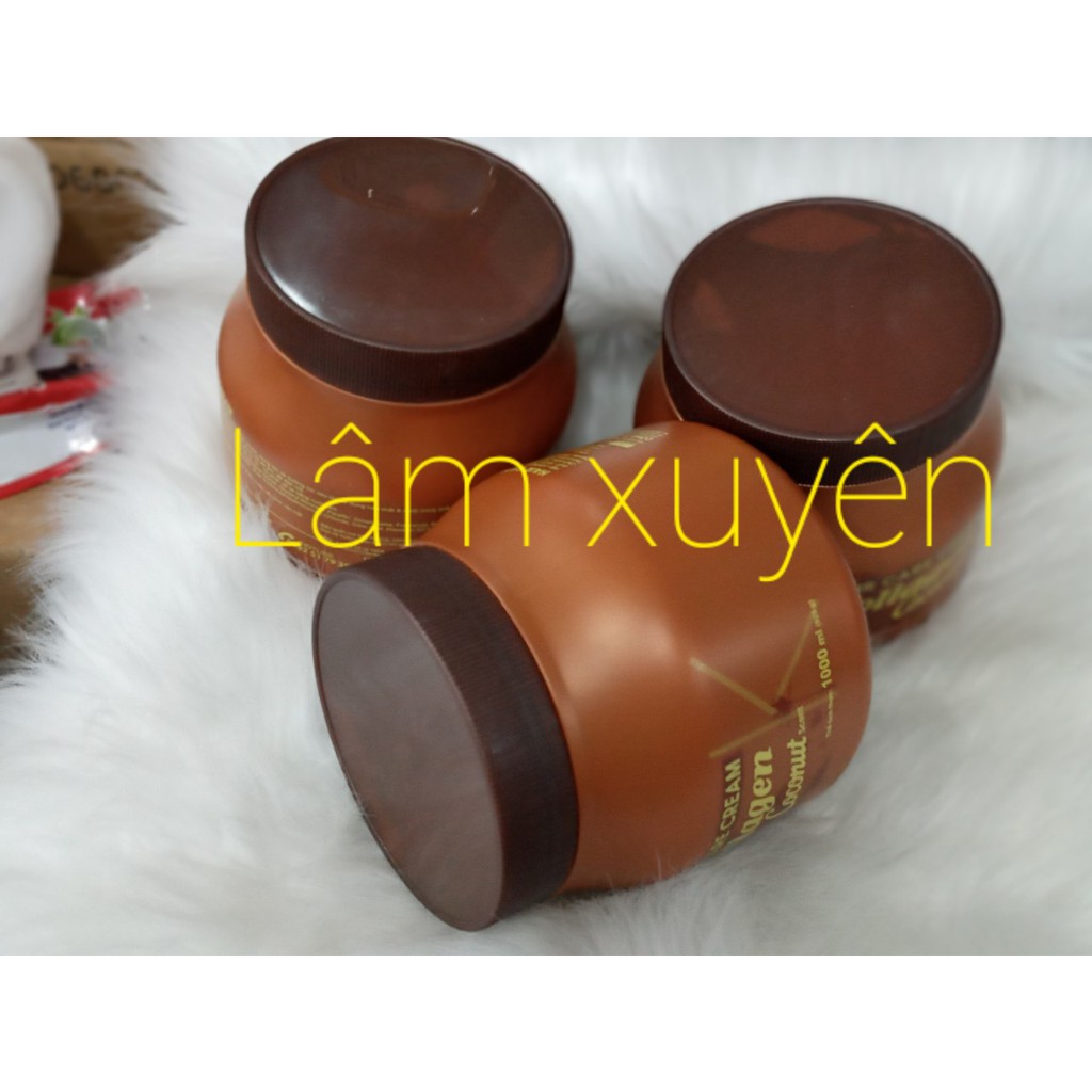 😍FREESHIP😍Hấp dầu kem ủ tóc Collagen Karanz dừa lùn màu nâu1000ml, dưỡng chất Collagen giúp phục hồi và tái tạo tóc khỏe