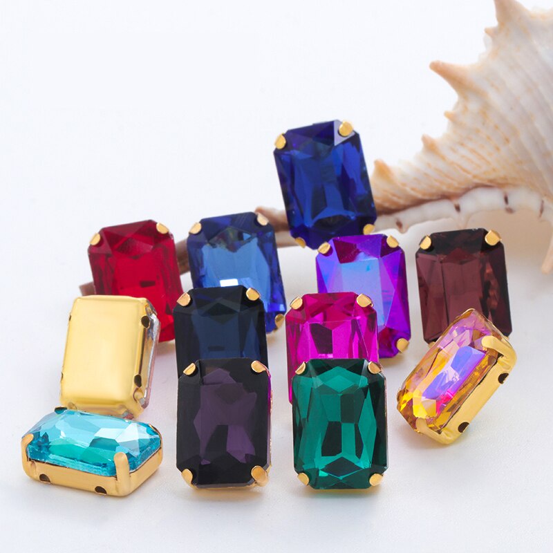 Đá Pha Lê Hình Chữ Nhật 18x25mm Dùng Trang Trí Quần Áo