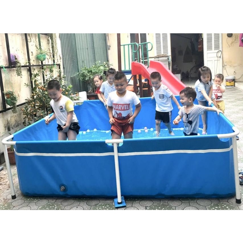 Bể bơi cho bé thành cao bằng bạt mini lắp ghép tiện lợi kích thước 1.6 x 2.2 x 0.8m