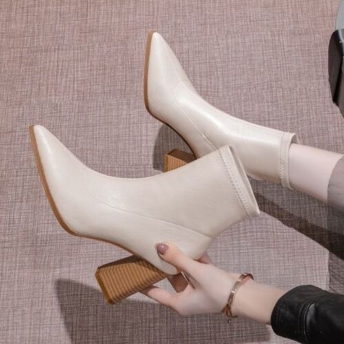 Giày Boot 💥Hot sale！boot nữ Giày cao gót Cao Gót Mũi Nhọn Thiết Kế Mới Thời Trang Dành Cho Mùa Xuân Thu 2022 / Size 35-40 bốt nữ cổ thấp giày da nữ cao cổ