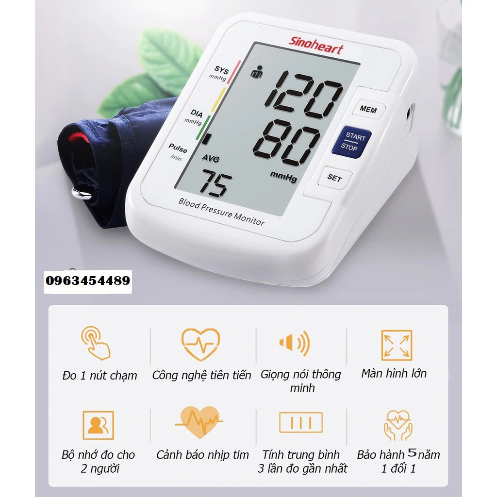 Máy đo huyết áp bắp tay Sinocare Sinoheart BA-801 Công nghệ Đức có giọng nói Y TẾ NGUYỆT ANH