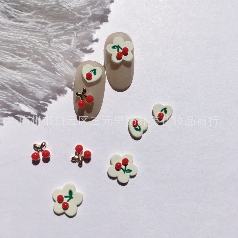 Charm nail cherry nhiều mẫu trang trí móng xinh