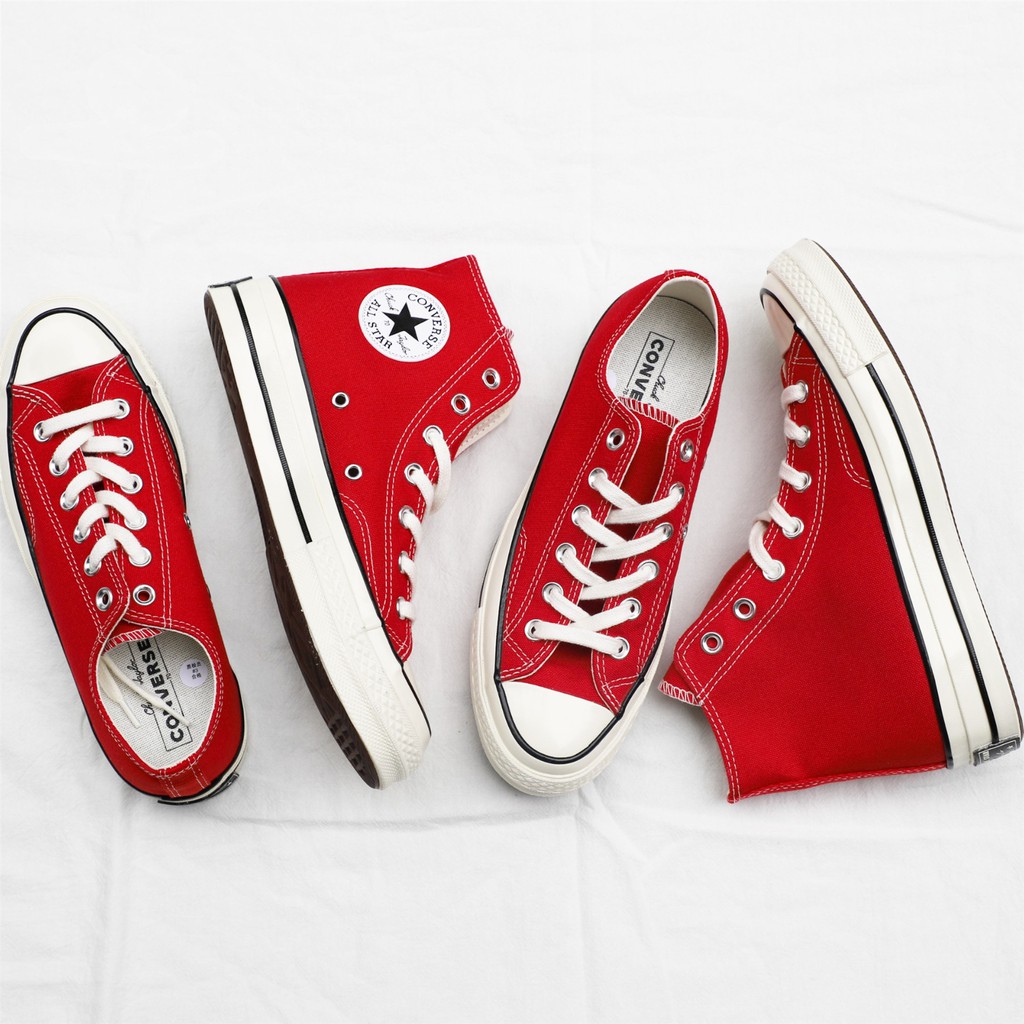 Hàng Có Sẵn Giày Thể Thao Converse Cổ Cao Vải Bố Cổ Thấp Màu Đỏ Giáng Sinh 1970s Cho Nam Và Nữ