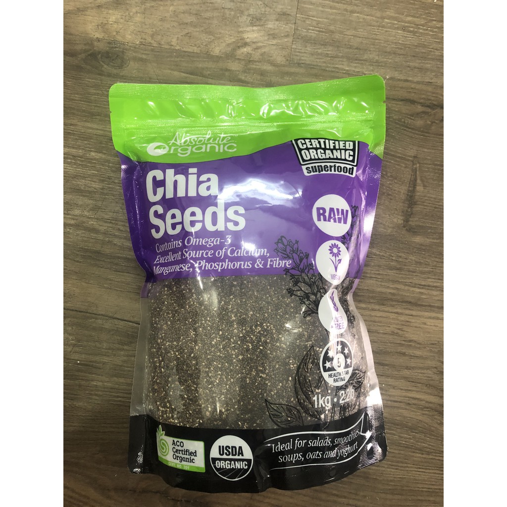 Hạt Chia Úc Nhập Khẩu Absolute Organic Chia Seeds 1kg