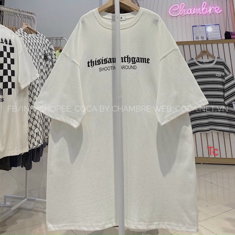 Áo cotton tay lỡ dáng rộng unisex - Bàn cờ shooting