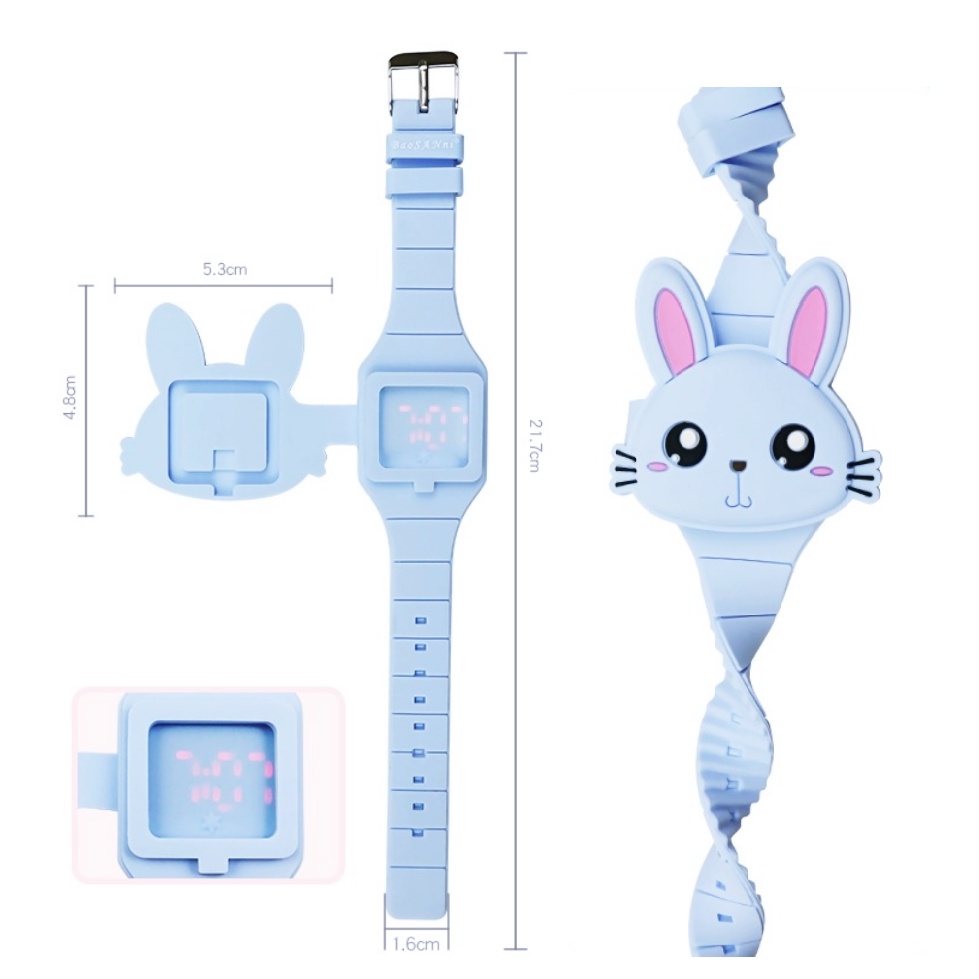 ĐỒNG HỒ TRẺ EM ĐÈN THỎ ĐÁNG YÊU LED ĐỘC LẠ