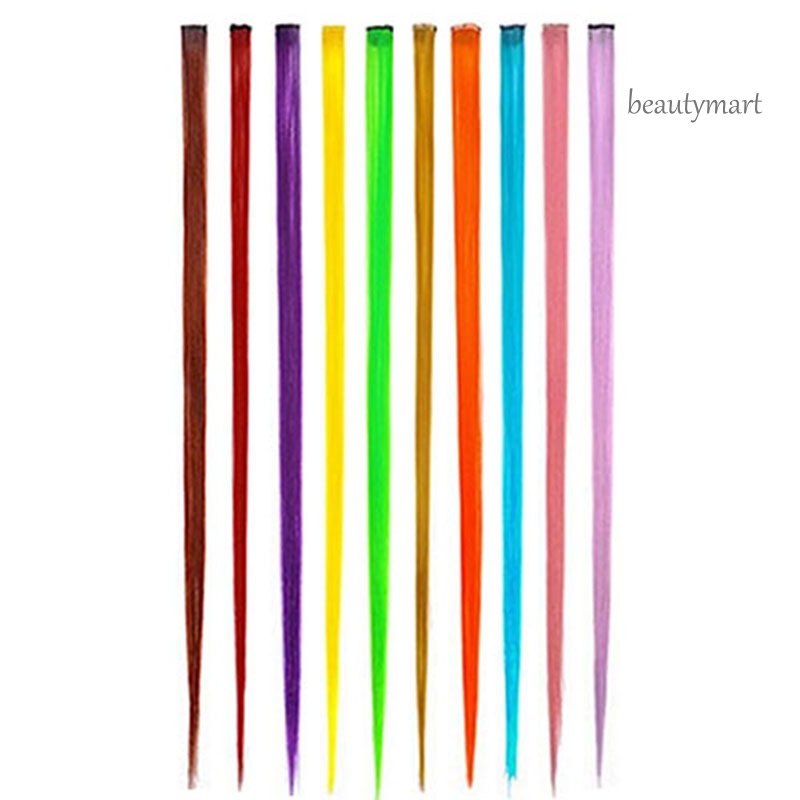 Tóc giả nối dài thẳng nhiều màu sắc bằng sợi tổng hợp cho nữ