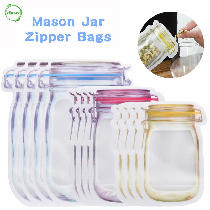 Túi có dây kéo chống rỉ hình lọ dùng để đựng thức ăn