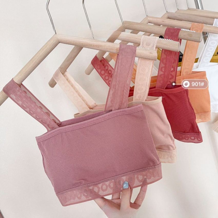 Áo bra nữ, bra 2 dây ren gân tăm, áo lót đệm mút ngực mỏng đẹp và dễ thương B901