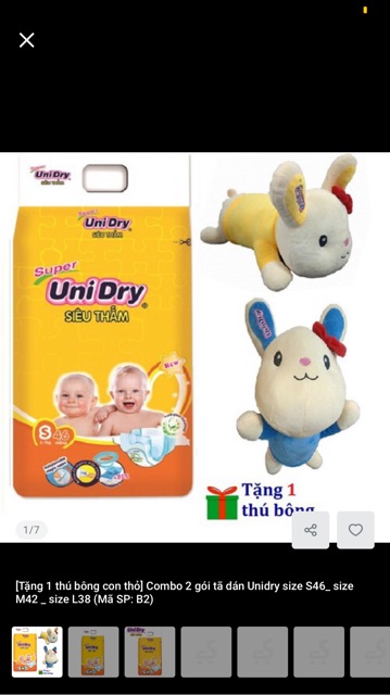 (Tặng quà) Combo 3 gói tã Dán Unidry mẫu mới S48/M42/L38/XL34
