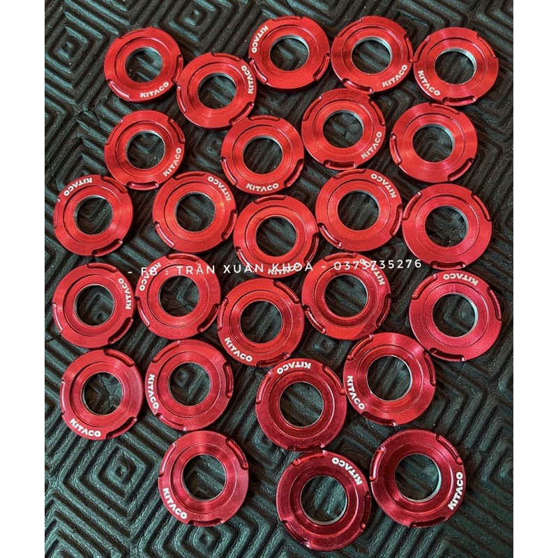 Long đền nhôm Kitaco 10li,12li màu đỏ gắn cốt bánh xe máy