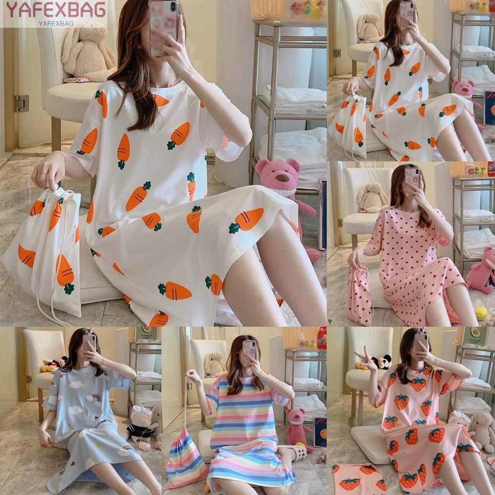 Đầm Ngủ Tay Ngắn Hoạ Tiết Hoạt Hình Cho Phái Nữ