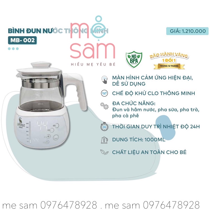 Bình đun nước pha sữa thông minh mb002 moazbebe