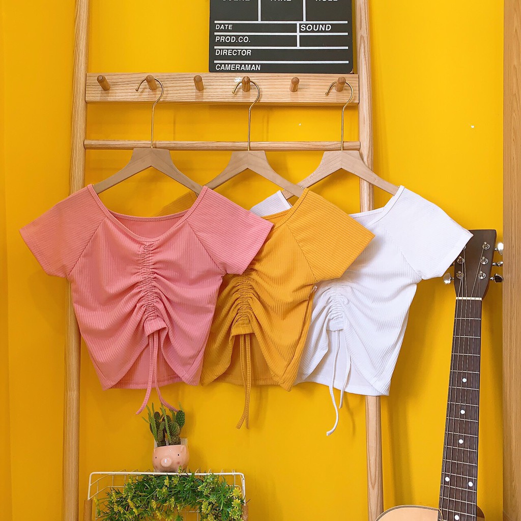 Áo croptop rút dây trước ngực cực xinh