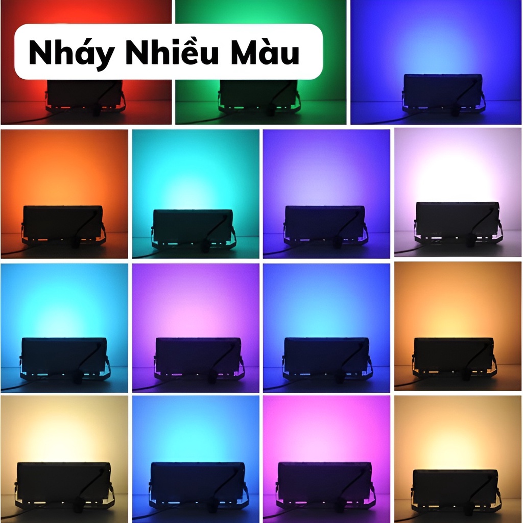 Đèn Led pha 50W siêu sáng 220V - đèn pha led sáng trắng , nháy 7 màu chống nước