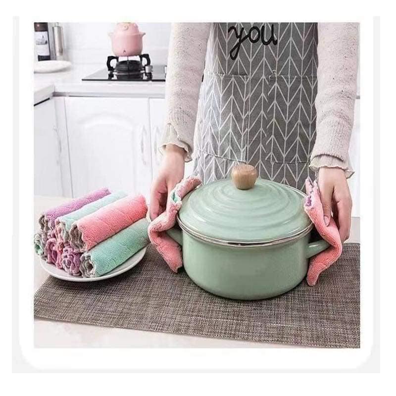 Khăn lau đa năng bếp, bát đĩa, cốc chén thấm nước tốt chống dính dầu mỡ hai mặt loại to 15x26cm | BigBuy360 - bigbuy360.vn