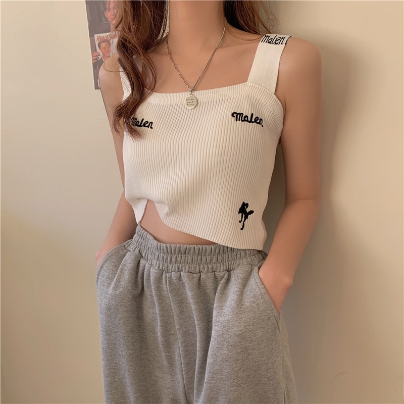 Camisole vest ladies fashion letters embroidery