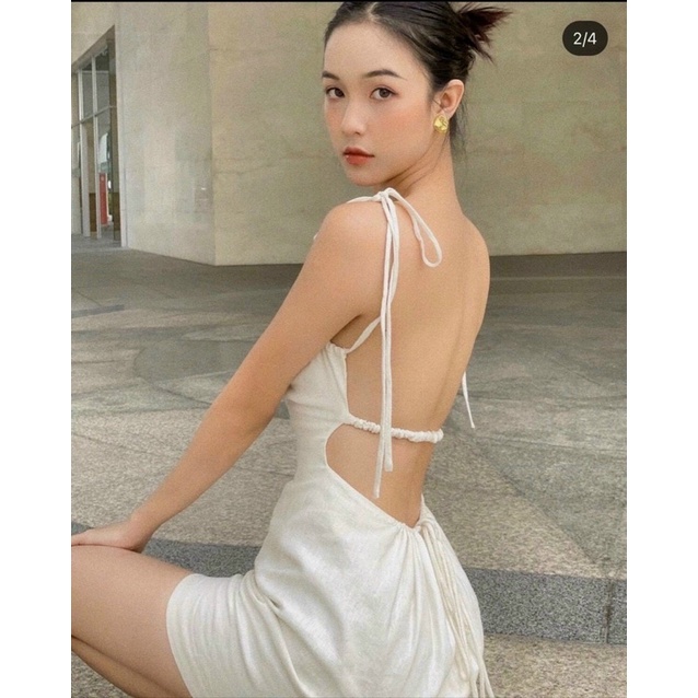 đầm hở lưng 2 dây nơ | BigBuy360 - bigbuy360.vn