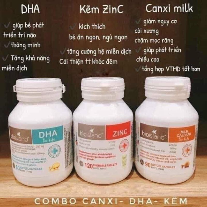 Bộ 3 Canxi + DHA + KẼM date 2025