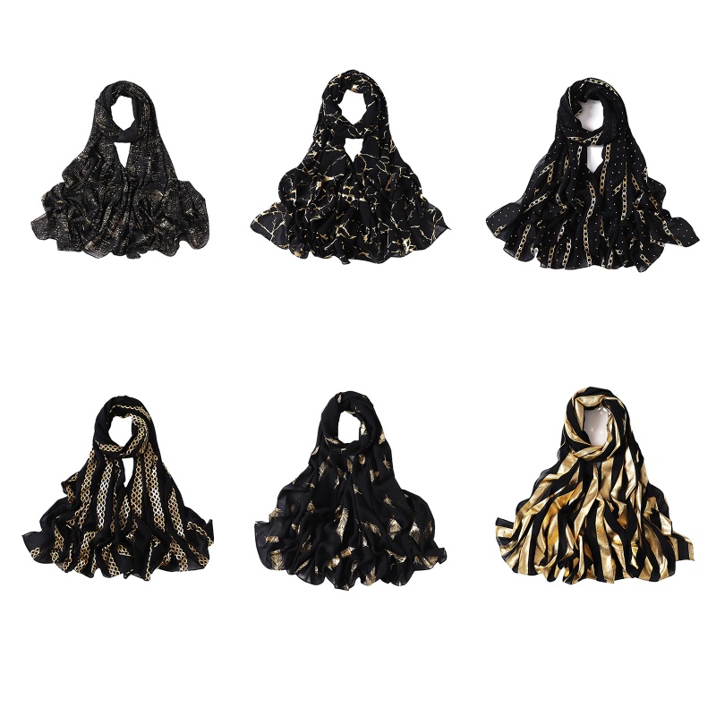 Khăn Choàng Cổ Chiffon In Họa Tiết Hoa Phong Cách Hồi Giáo Cho Nữ