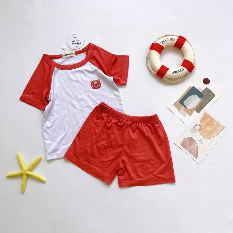 🛍 Set bộ thun mềm mịn mát lô gô con vật dễ thương, thấm hút mồ hôi, thoải mái cho bé vận động ☘️