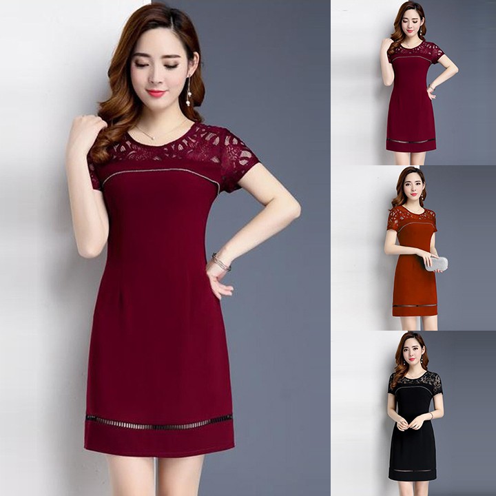 Đầm Suông Nữ Phối Ren Thanh Lịch