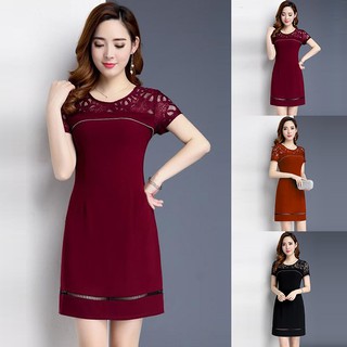Đầm suông nữ phối ren thanh lịch