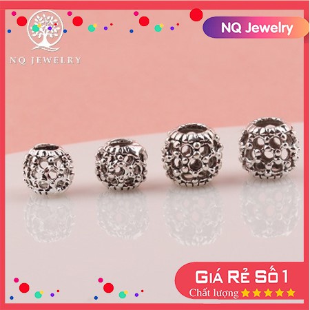 Charm bạc xỏ ngang hình hoa văn - NQ Jewelry