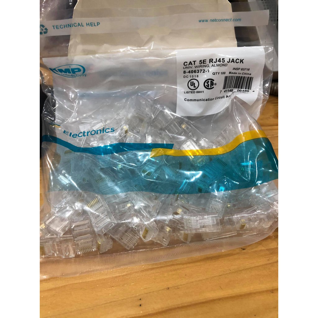 Combo 10 Hộp 100 Đầu Bấm Dây Mạng AMP Chân Đồng