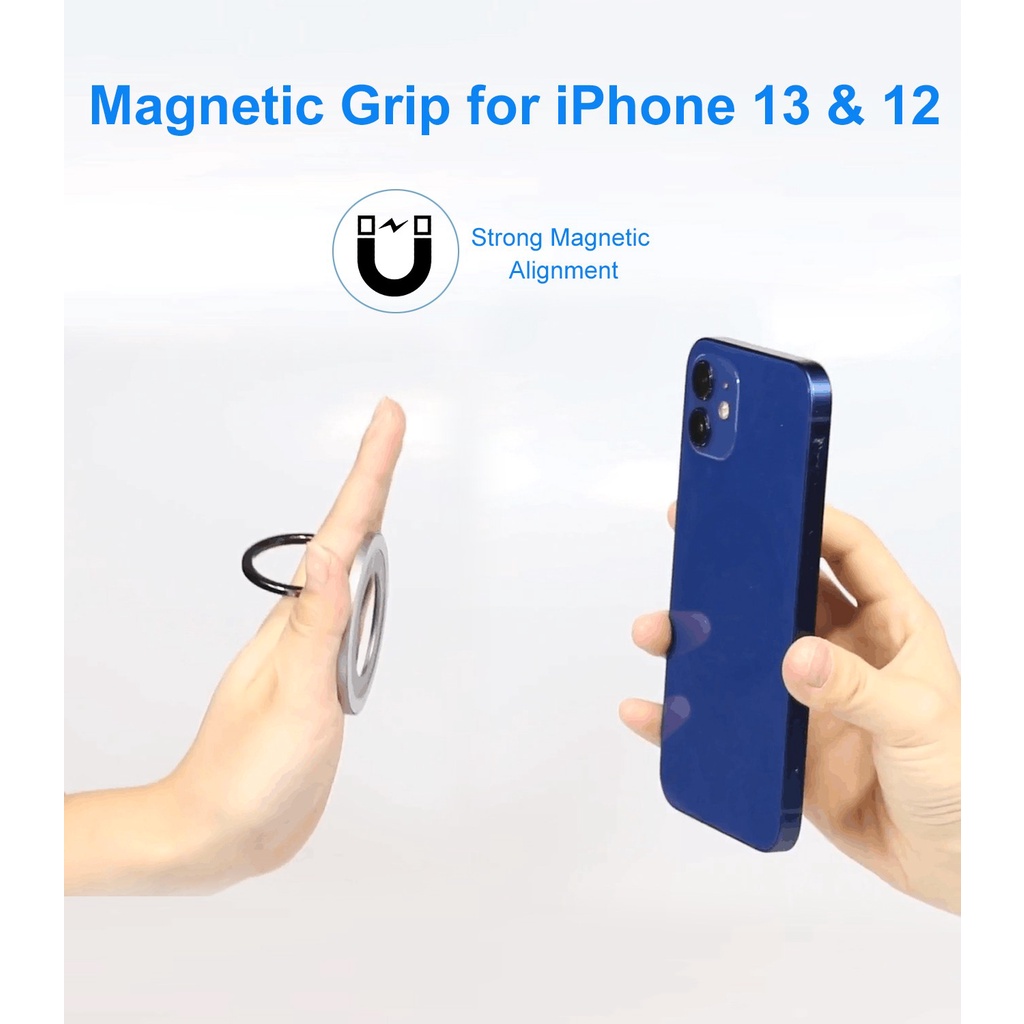 Nhẫn Đỡ Điện Thoại Kiêm Sạc Không Dây Có Nam Châm Hít Gắn Xe Hơi Cho iPhone 14 pro max 12 13 mini pro max