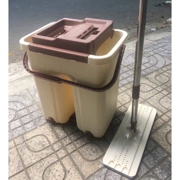 Bộ cây lau nhà ,chổi lau nhà thông minh tự vắt TẶNG  Kèm 2 miếng lau siêu sạch