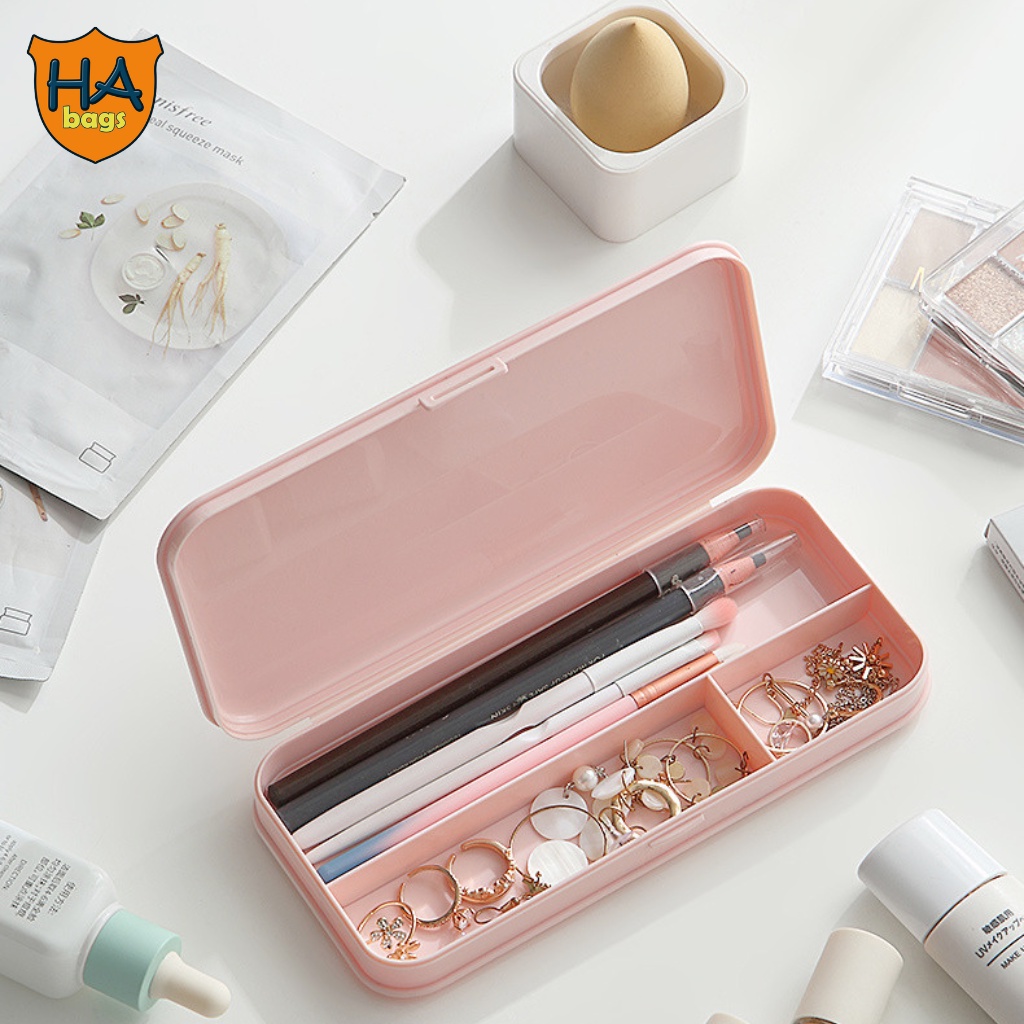 Hộp bút chữ nhật kt 21x9x3cm hộp đựng bút học sinh nhiều ngăn, đồ dùng học tập HB1004