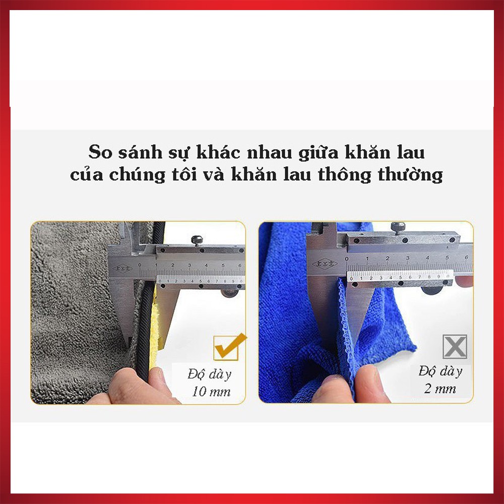 Khăn Lau Xe Ô Tô Chuyên Dụng Microfiber Siêu Thấm Hút, Không Bông Xù - TẶNG 2 viên sủi rửa kính ô tô