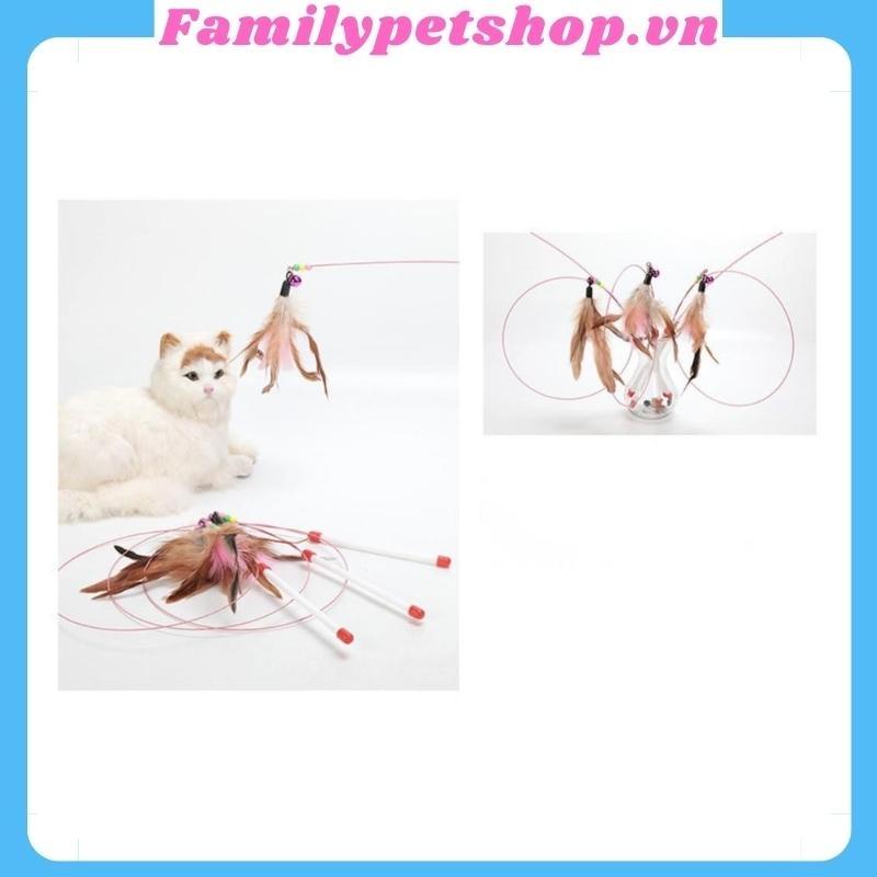Đồ chơi cho mèo, cần câu Dây Thép Lông Vũ Có Chuông - familypetshop.vn