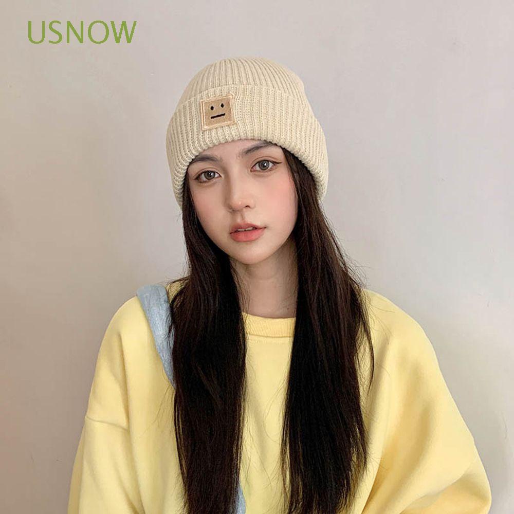 Mũ Len Beanie Họa Tiết Mặt Cười Đơn Giản Phong Cách Hàn Quốc Thời Trang Thu Đông Dành Cho Nam Nữ
