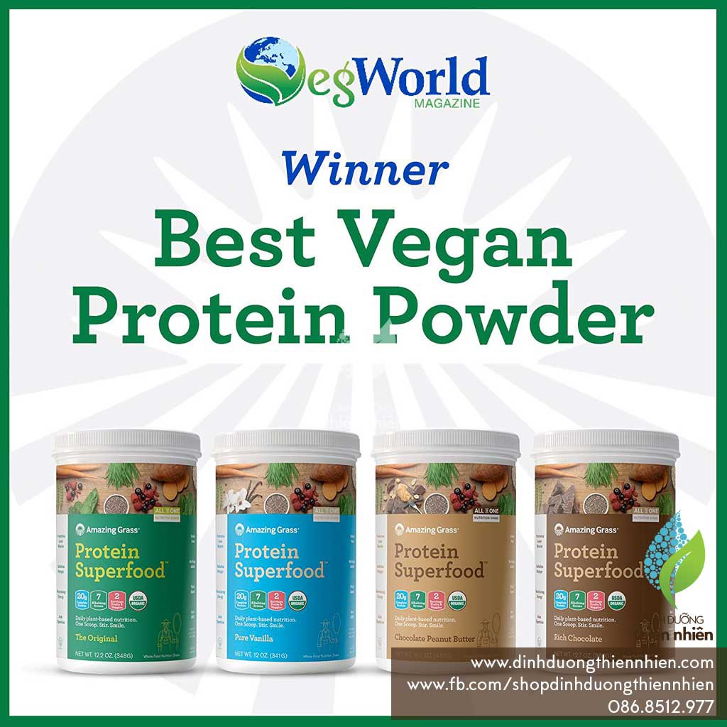 Bột Protein Thực Vật Hữu Cơ Amazing Grass Organic Protein Superfood Powder