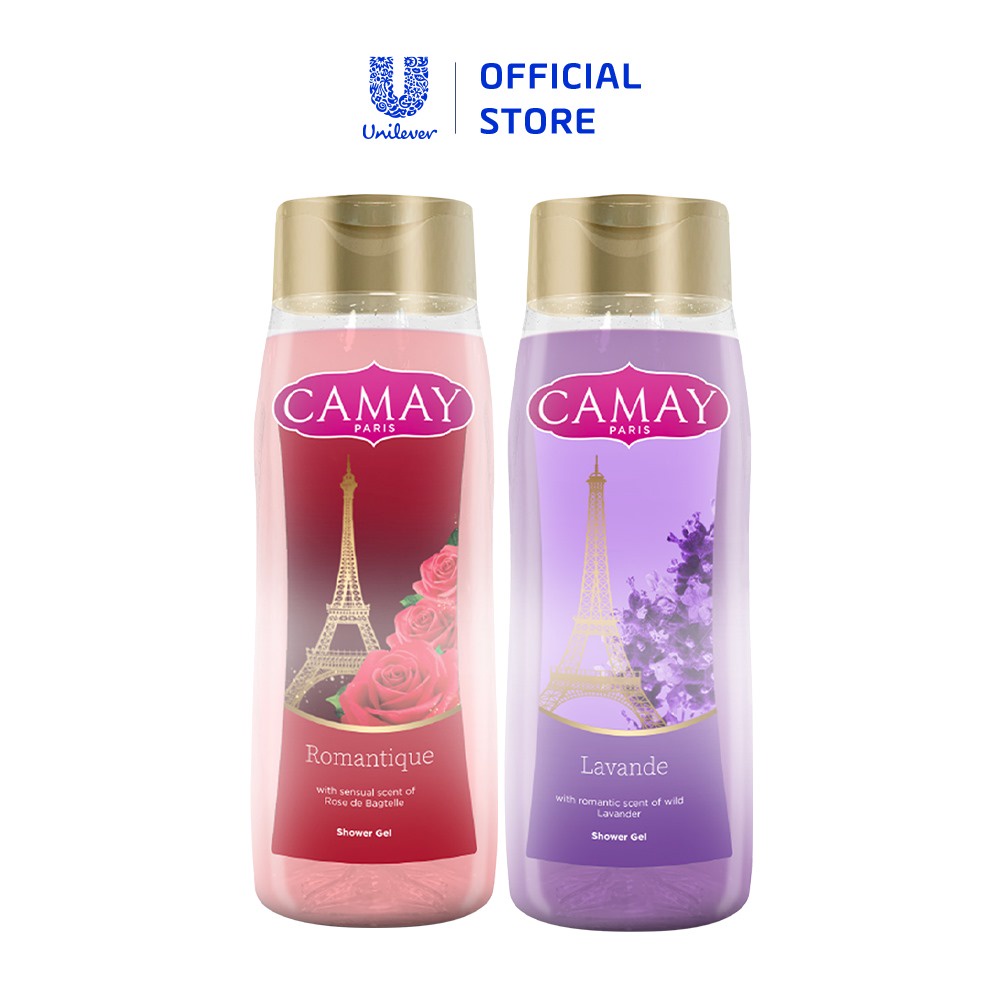 [Mã COSUI03 giảm 8% đơn 150K] Combo 2 chai Gel tắm hương hoa hồng và oải hương Camay Paris (500mlx2)